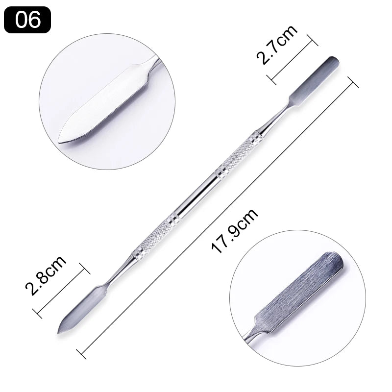 1pcs Double-ended Stainless Steel Cuticle Pusher